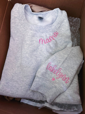 Embroidered Personalized “Mama” with Kids names