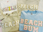 Letter Patch Crewneck Sweatshirt