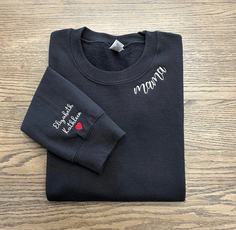 Embroidered Personalized “Mama” with Kids names