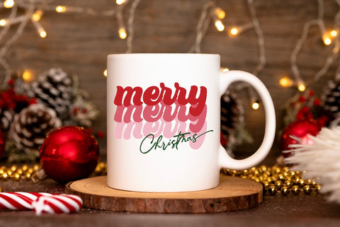 Retro Merry Christmas coffee mug