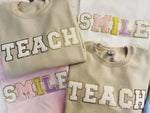 Letter Patch Crewneck Sweatshirt
