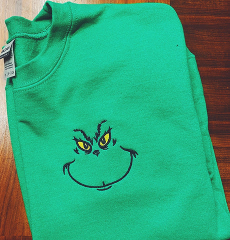 Grinch Face embroidery