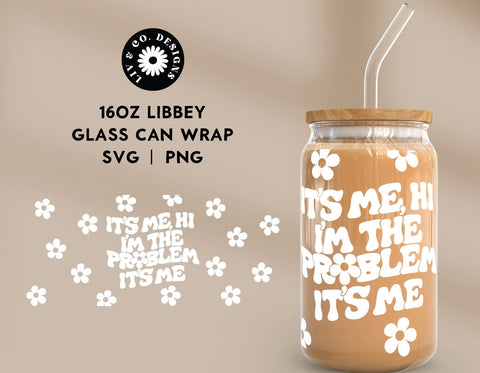 I’m the problem it’s me - Taylor Swift beer can glass w/ bamboo lid & glass straw