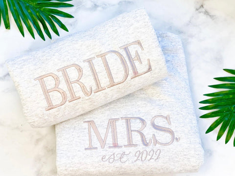 Custom Bridal Name w/ est date "MRS. BRIDE, etc."