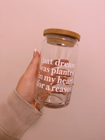 That Dream Beer Glass w/ Bamboo lid & Glass straw