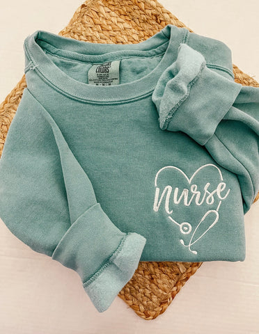 Embroidered "Nurse" Comfort Colors