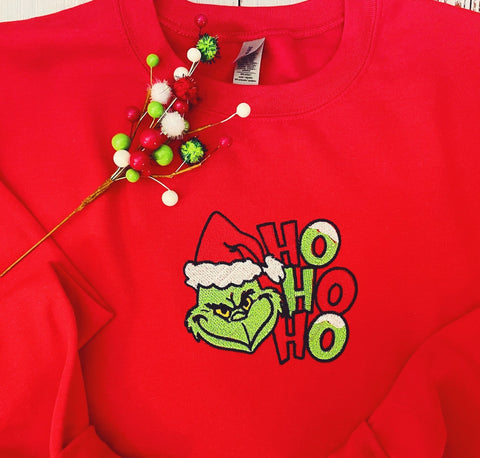 Grinch HO HO HO embroidery
