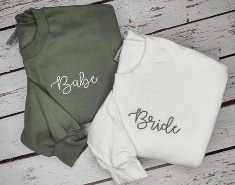 Custom Bridal "BRIDE, BABE, BRIDESMAID, etc."