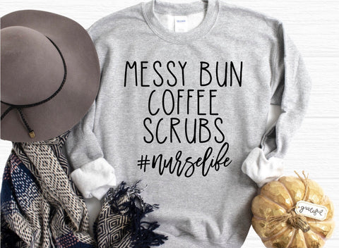 Messy Bun, Coffee, Scrubs