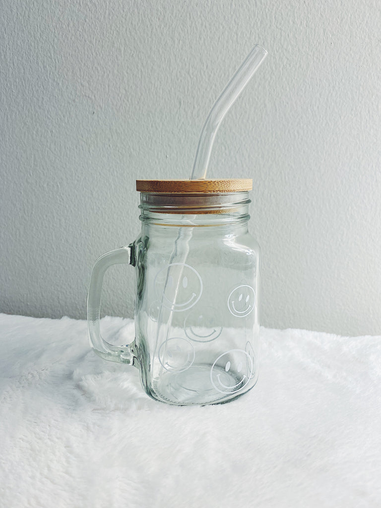 Mason Jar Cup + Bamboo Lid + Straw