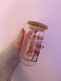 Main Street Disney Beer Glass w/ Bamboo lid & Glass straw