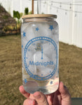Midnights Beer Can Glass w/ bamboo lid & glass straw