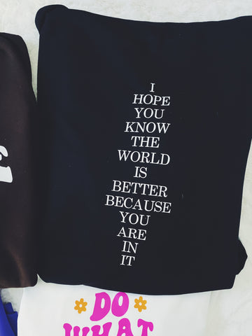 The world is better because you’re in it ♡
