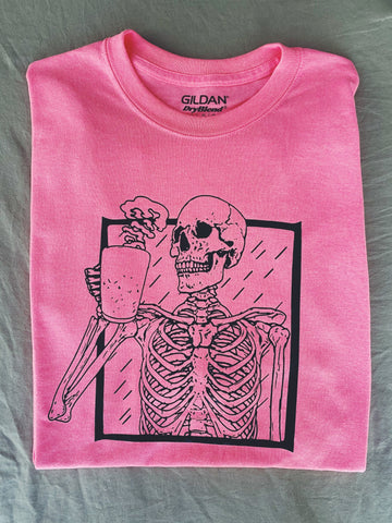 Skeleton Drinking Coffee