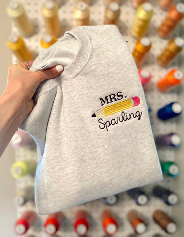 Personalized Teacher Name with Pencil Crew